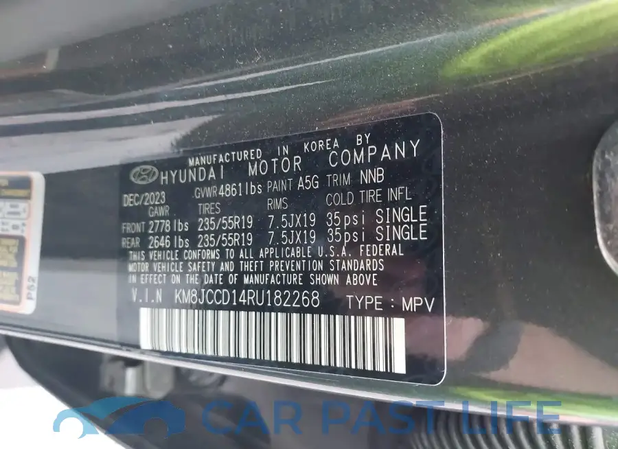 KM8JCCD14RU182268# 9