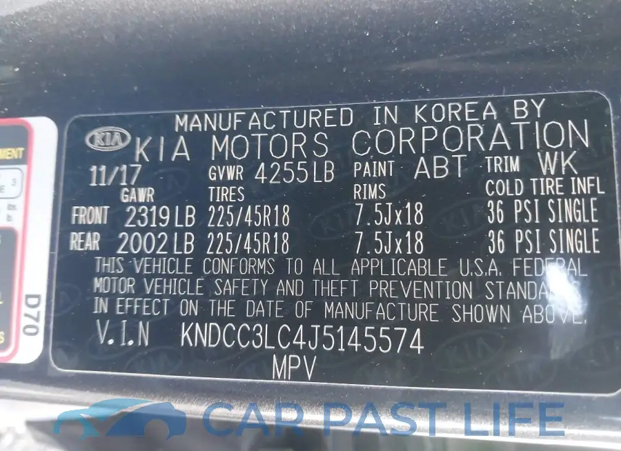 KNDCC3LC4J5145574# 9