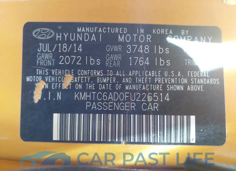 KMHTC6AD0FU226514# 9