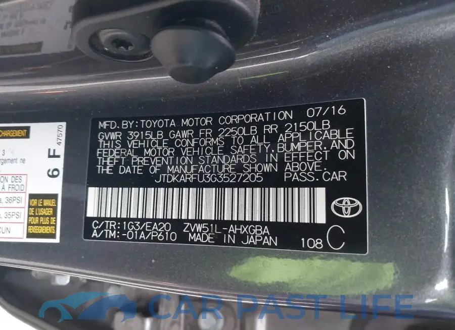 JTDKARFU3G3527205# 9