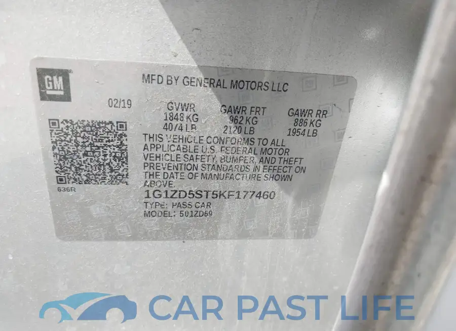 1G1ZD5ST5KF177460# 9