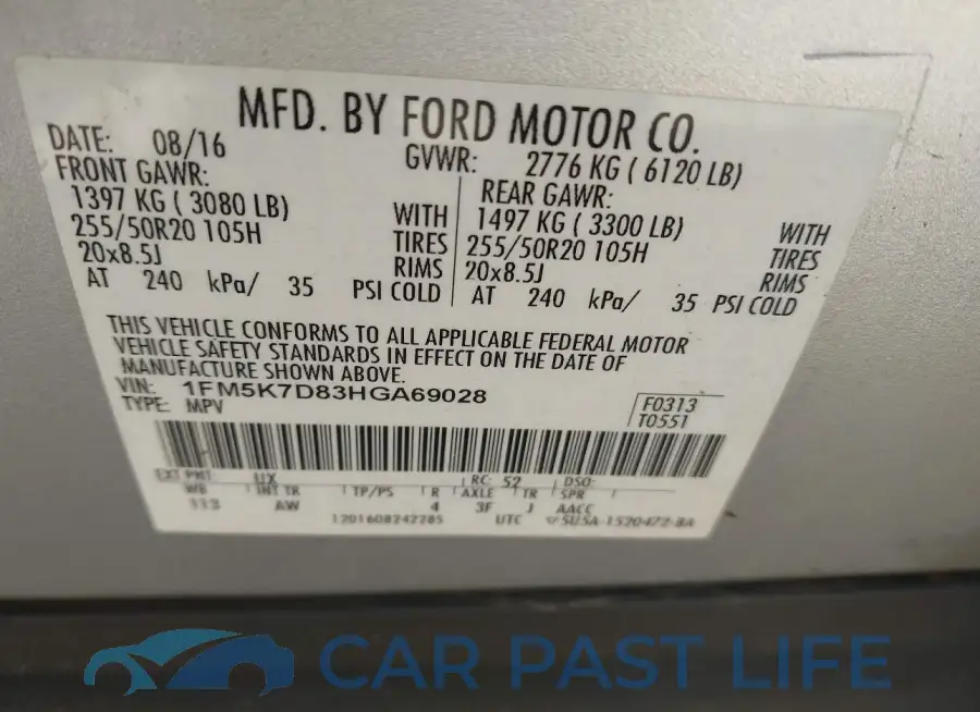 1FM5K7D83HGA69028# 9
