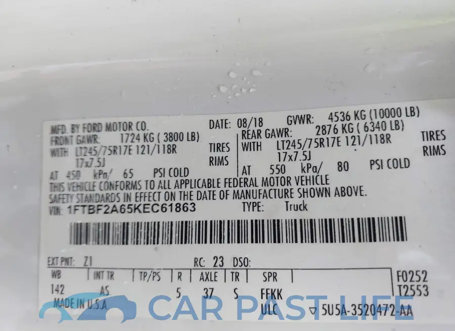 1FTBF2A65KEC61863# 8