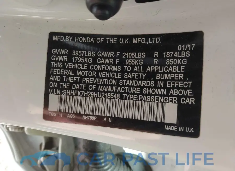SHHFK7H29HU218548# 9