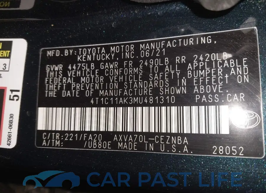 4T1C11AK3MU481310# 9