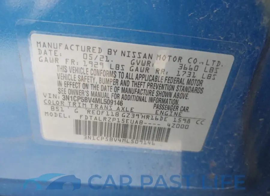 3N1CP5BV4ML509146# 9