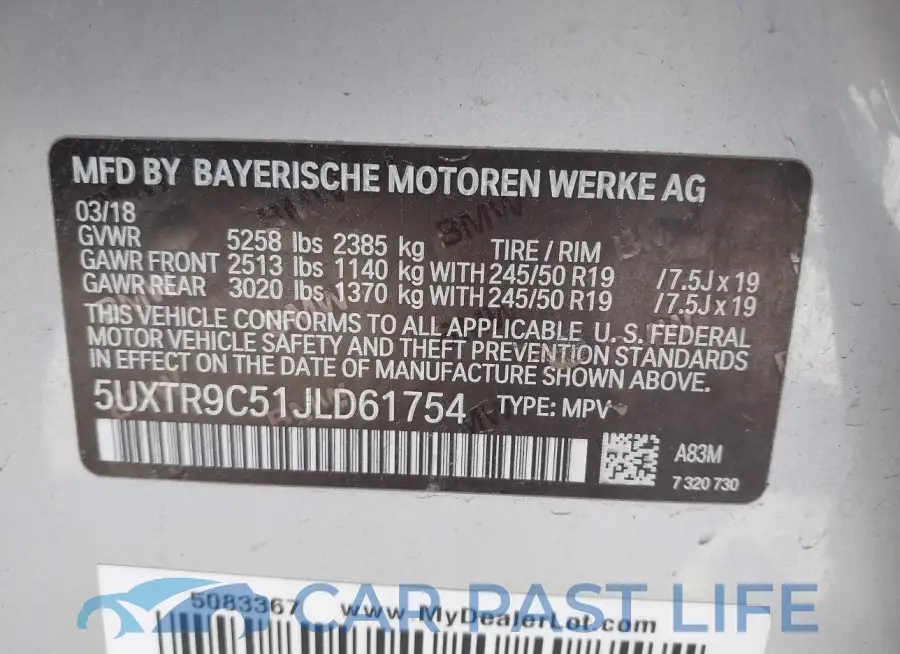 5UXTR9C51JLD61754# 9