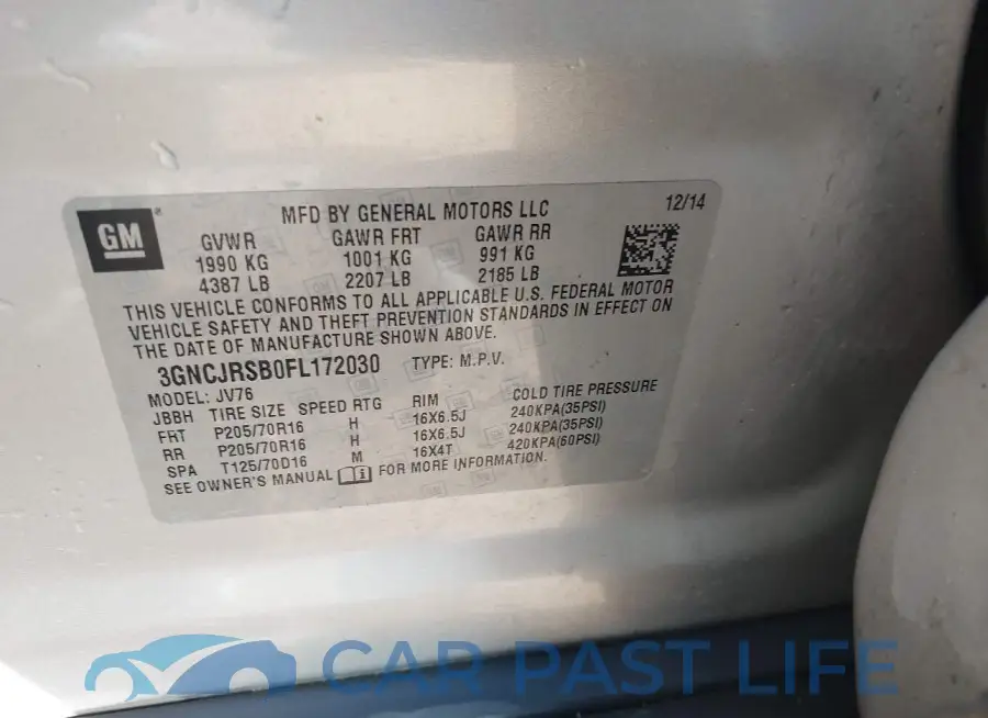 3GNCJRSB0FL172030# 9