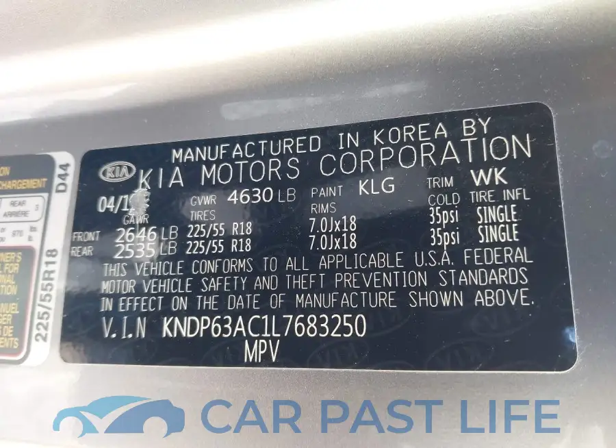 KNDP63AC1L7683250# 9