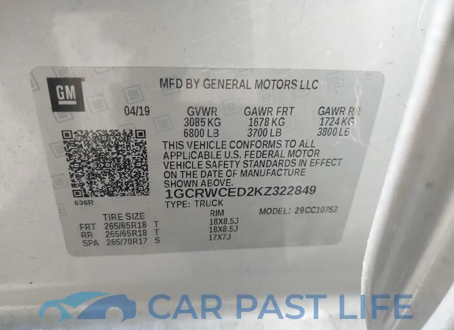 1GCRWCED2KZ322849# 9