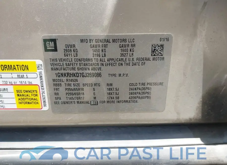 1GNKRHKD7GJ269086# 9