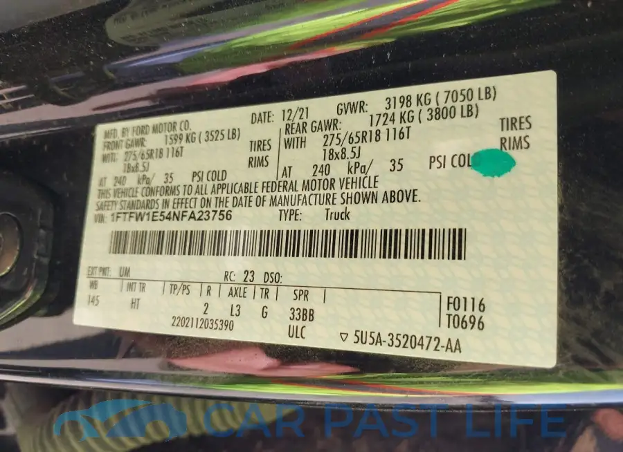 1FTFW1E54NFA23756# 8