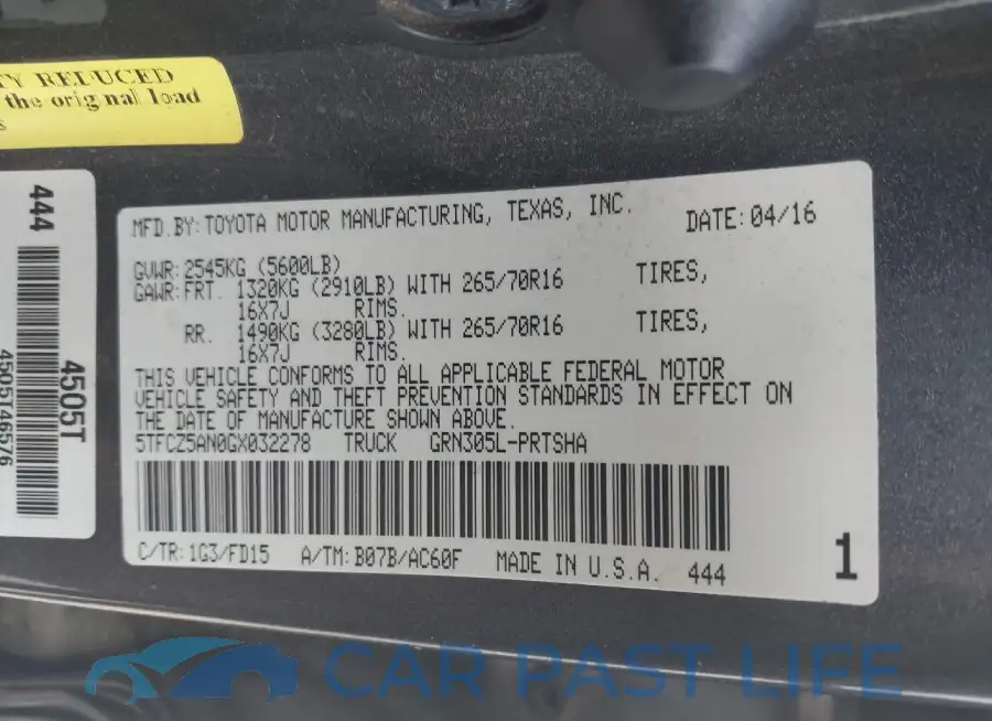 5TFCZ5AN0GX032278# 9