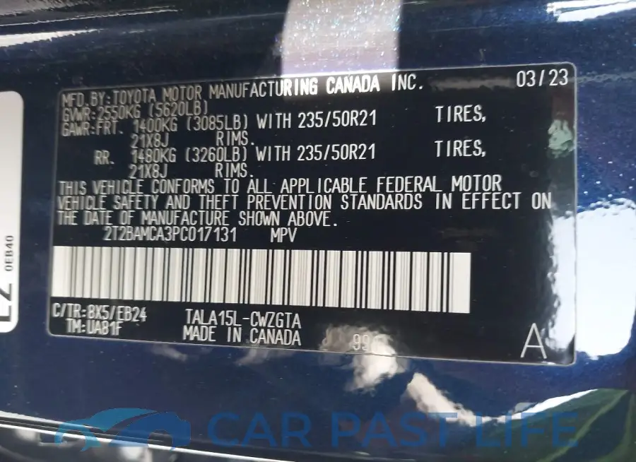 2T2BAMCA3PC017131# 9