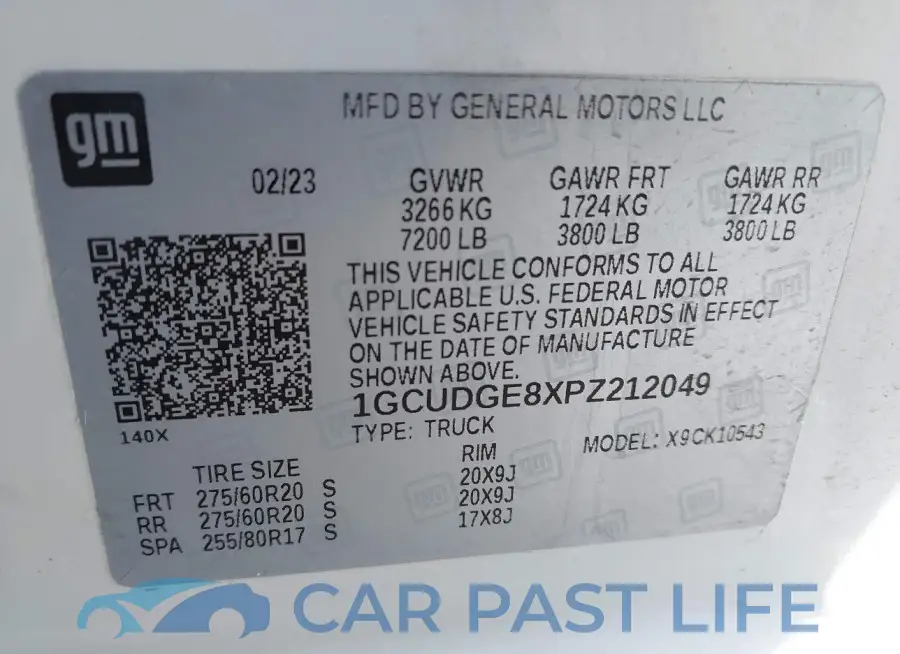 1GCUDGE8XPZ212049# 9