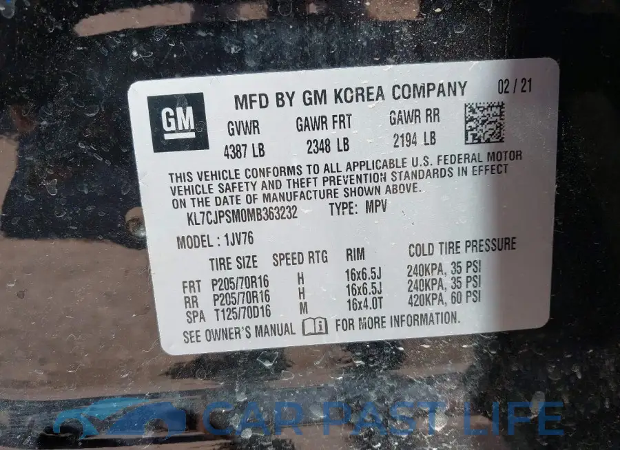 KL7CJPSM0MB363232# 9