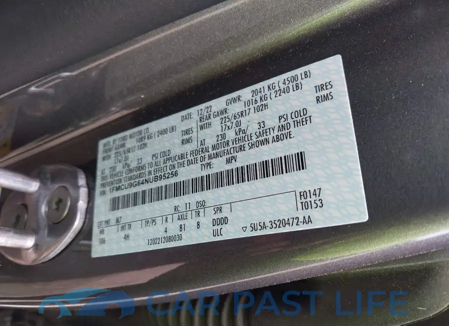 1FMCU9G64NUB95256# 9