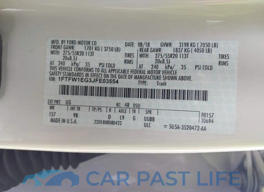 1FTFW1EG3JFE03554# 9