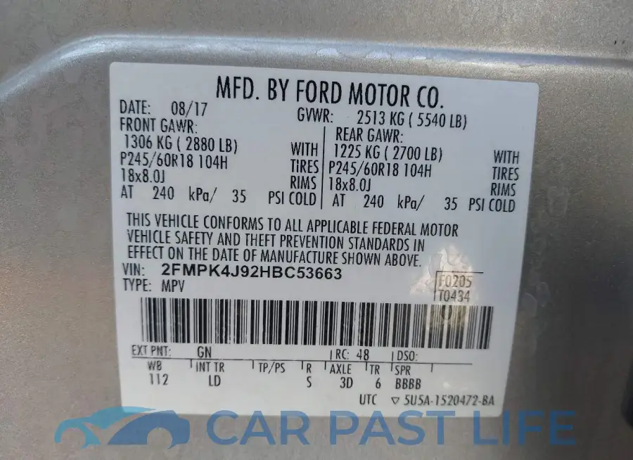 2FMPK4J92HBC53663# 9