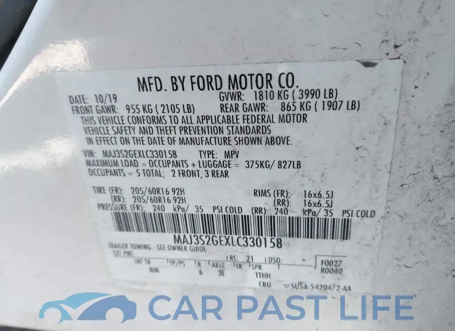 MAJ3S2GEXLC330158# 9