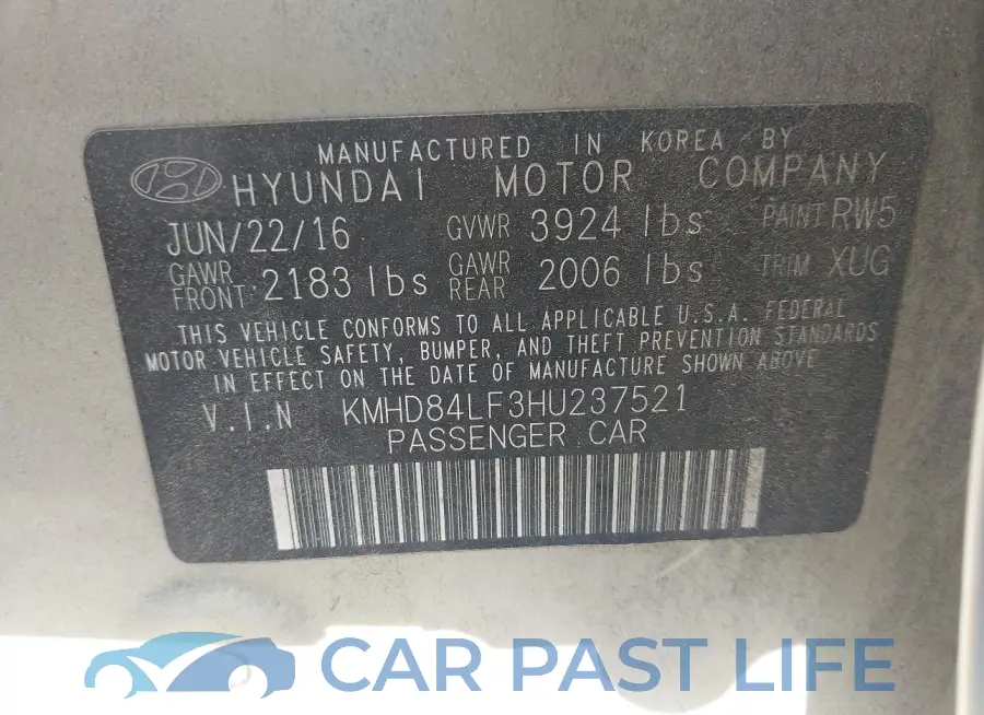 KMHD84LF3HU237521# 9
