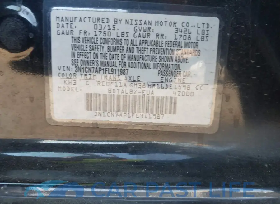 3N1CN7AP1FL911987# 9