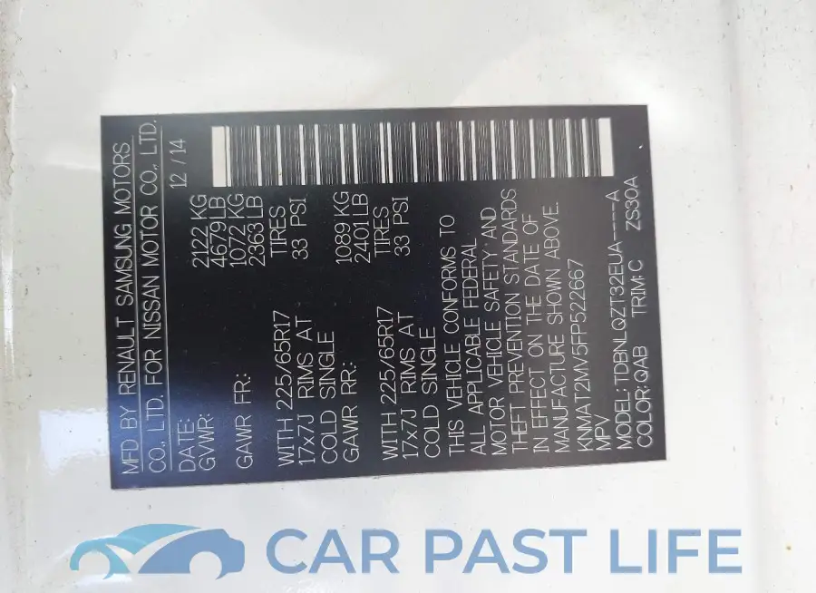 KNMAT2MV5FP522667# 9