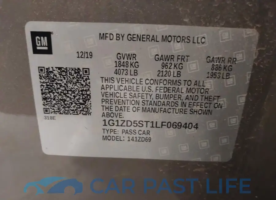 1G1ZD5ST1LF069404# 9