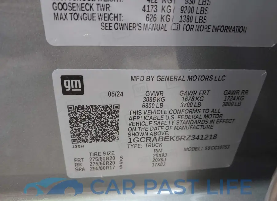 1GCRABEK5RZ341218# 9