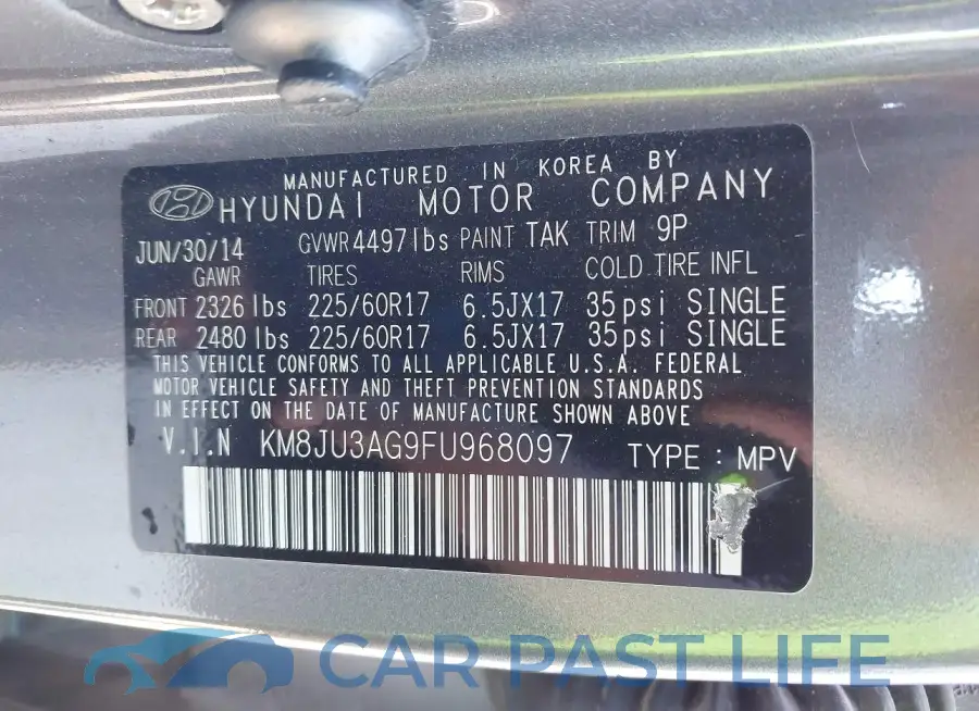 KM8JU3AG9FU968097# 9