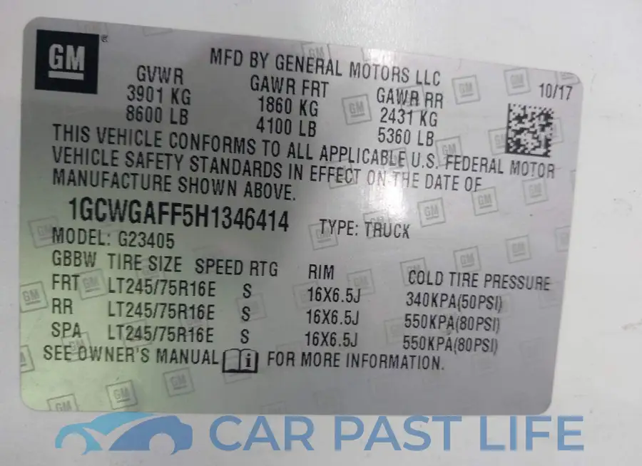 1GCWGAFF5H1346414# 9