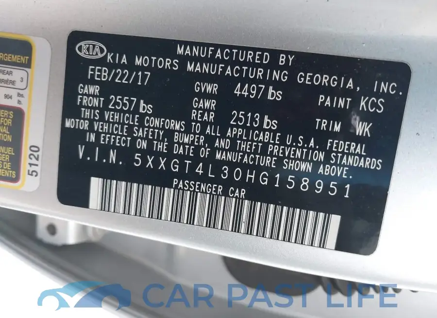 5XXGT4L30HG158951# 9