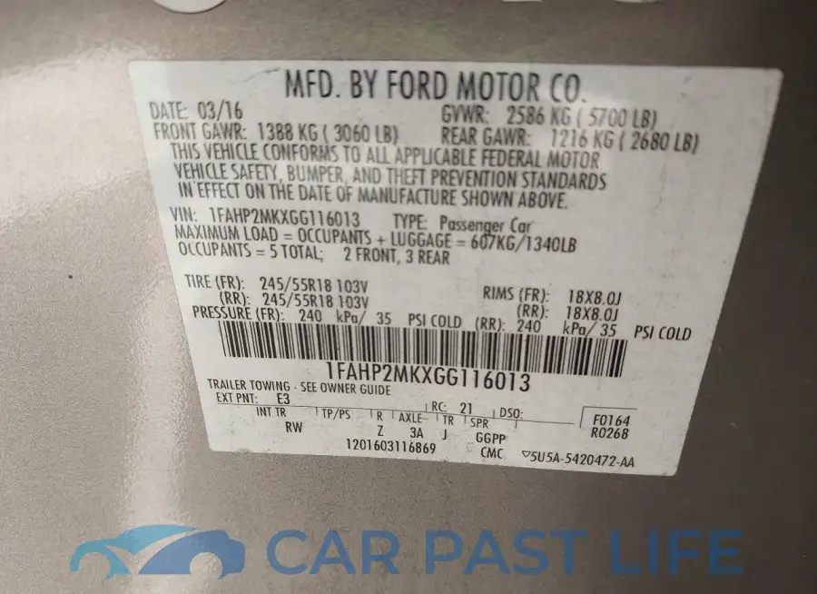 1FAHP2MKXGG116013# 9