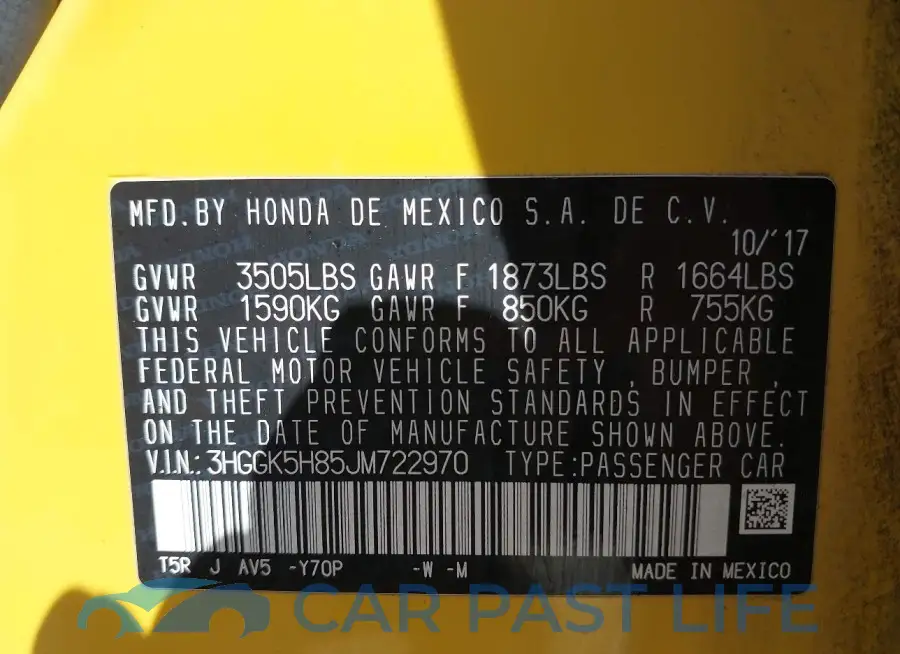 3HGGK5H85JM722970# 9