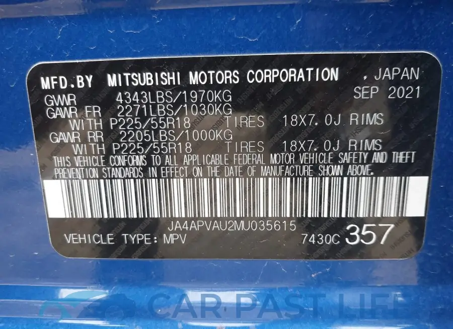 JA4APVAU2MU035615# 9