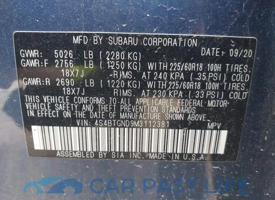 4S4BTGND9M3112381# 9