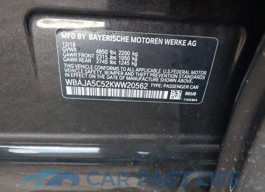 WBAJA5C52KWW20562# 9
