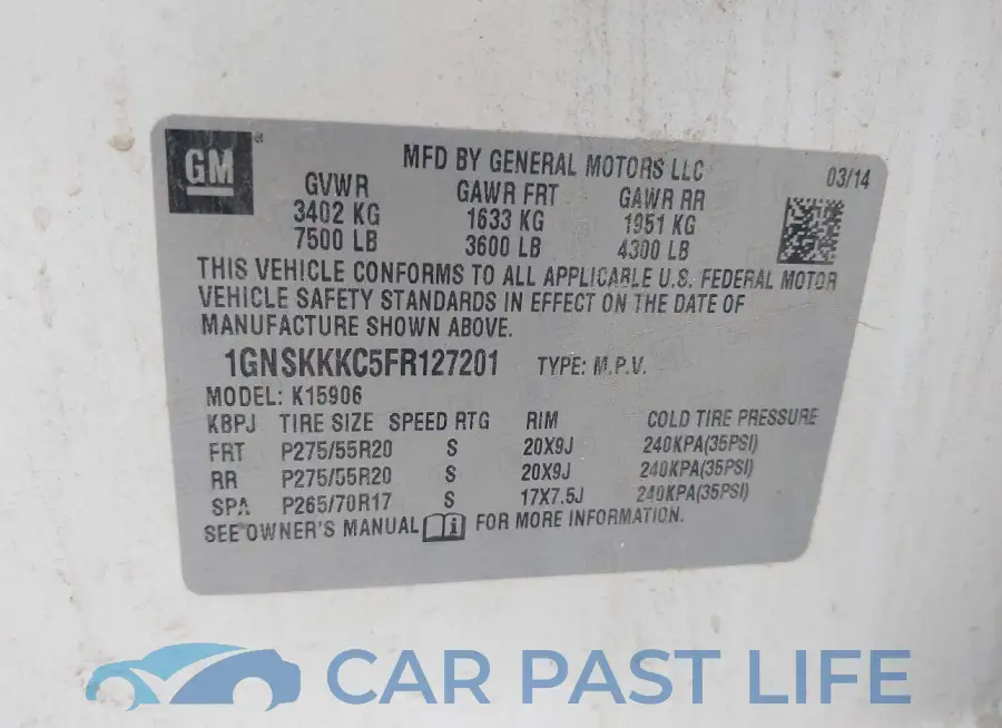 1GNSKKKC5FR127201# 9