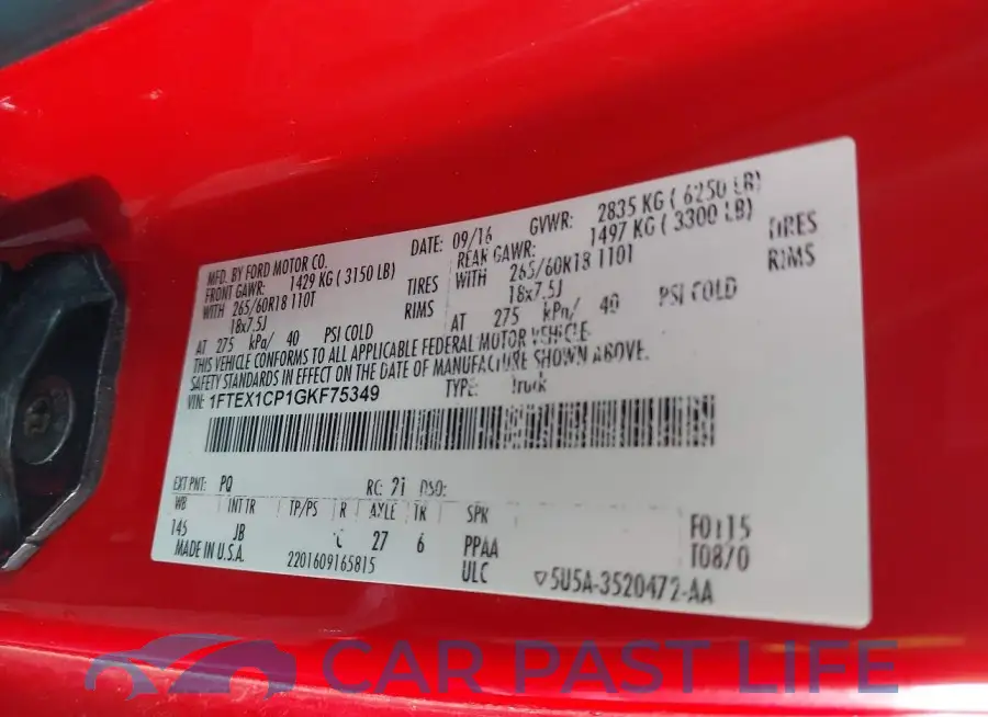 1FTEX1CP1GKF75349# 9