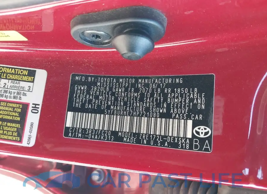 5YFBURHE7HP721080# 9