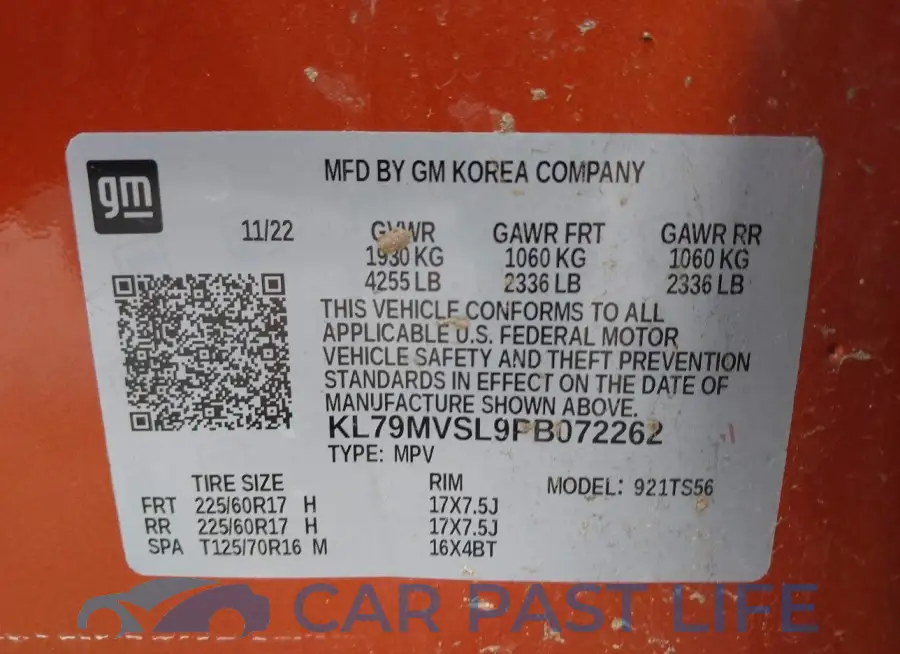 KL79MVSL9PB072262# 9