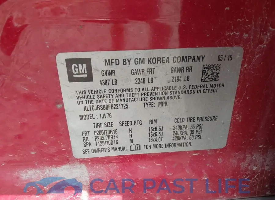 KL7CJRSB8FB221725# 9