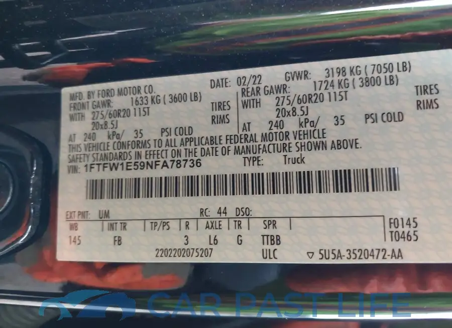 1FTFW1E59NFA78736# 9