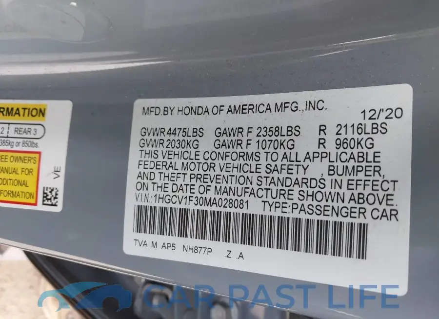 1HGCV1F30MA028081# 9