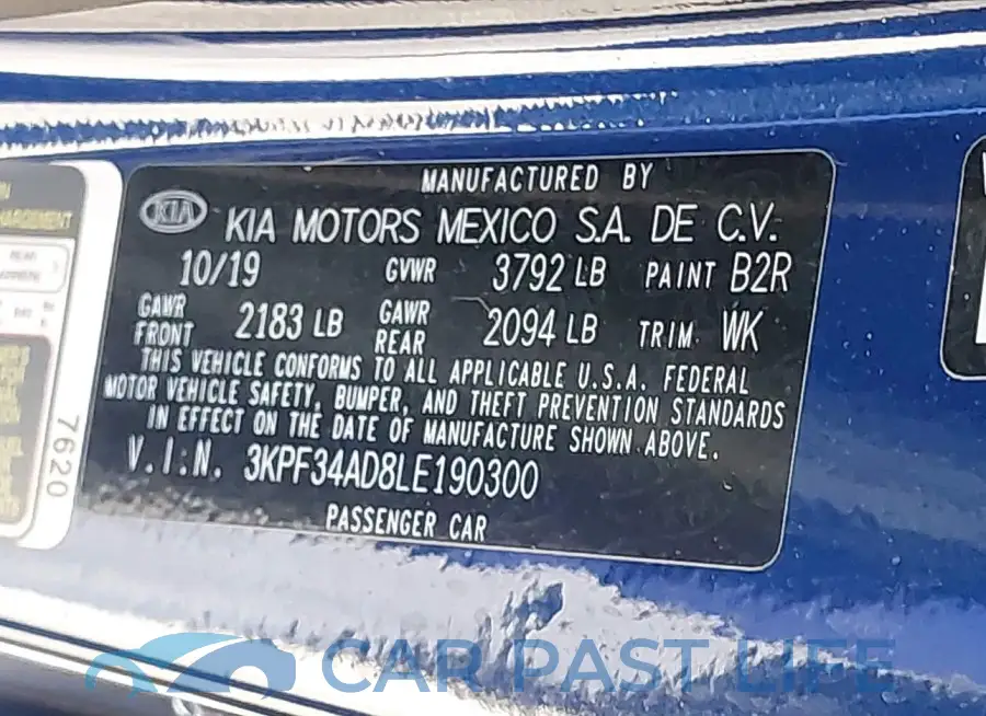 3KPF34AD8LE190300# 9