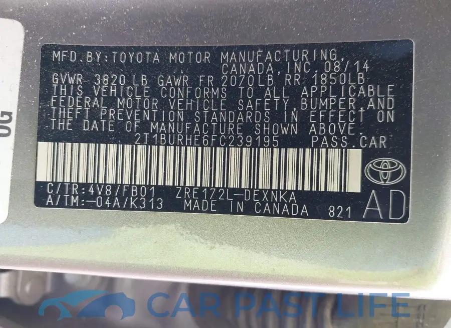 2T1BURHE6FC239195# 9