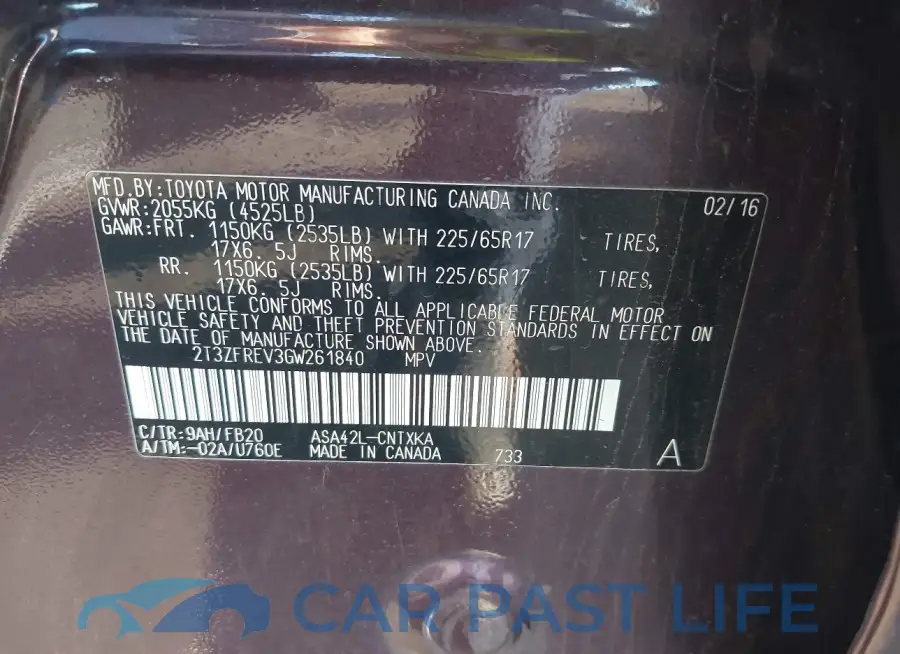 2T3ZFREV3GW261840# 9