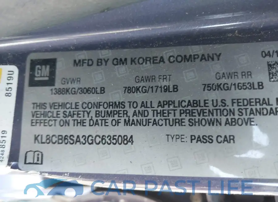 KL8CB6SA3GC635084# 9