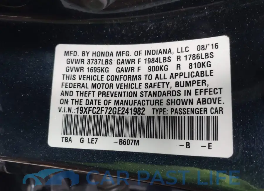 19XFC2F72GE241982# 9