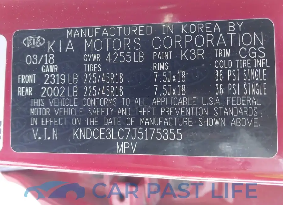 KNDCE3LC7J5175355# 9